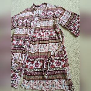 114. Pink Blush 100% Rayon Removable Sash Open Cardigan Shall Kimono